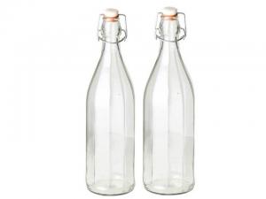 Glass bottle with Flip Cap 1litre .Set of 2  nos